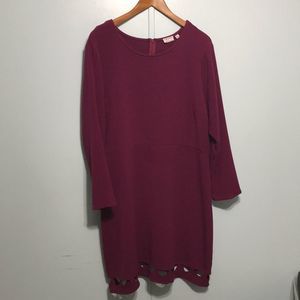 Shoshanna Deep Purple Long Sleeved Bottom Cut Out Winter Dress